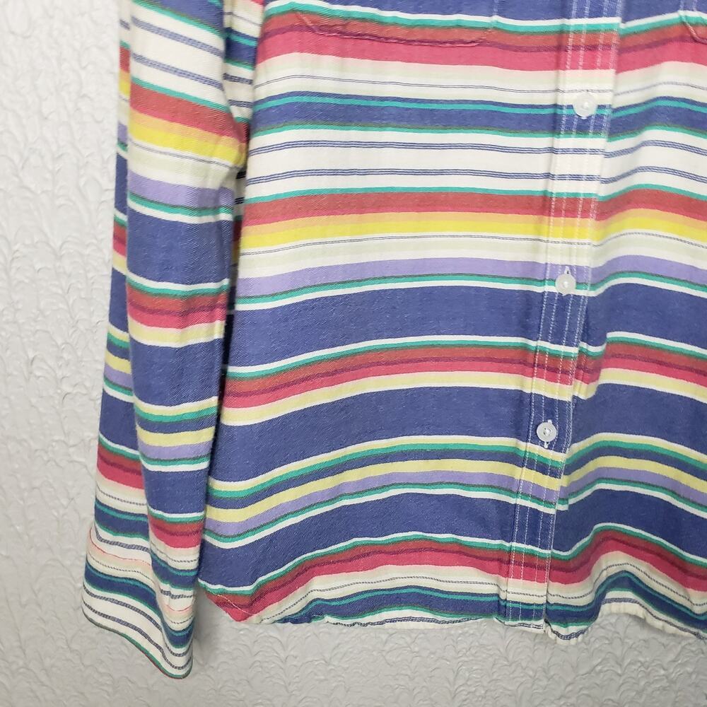 Chaps Denim Long Sleeve Button Shirt Size L Stripes Multi Color Women's - Picture 13 of 13